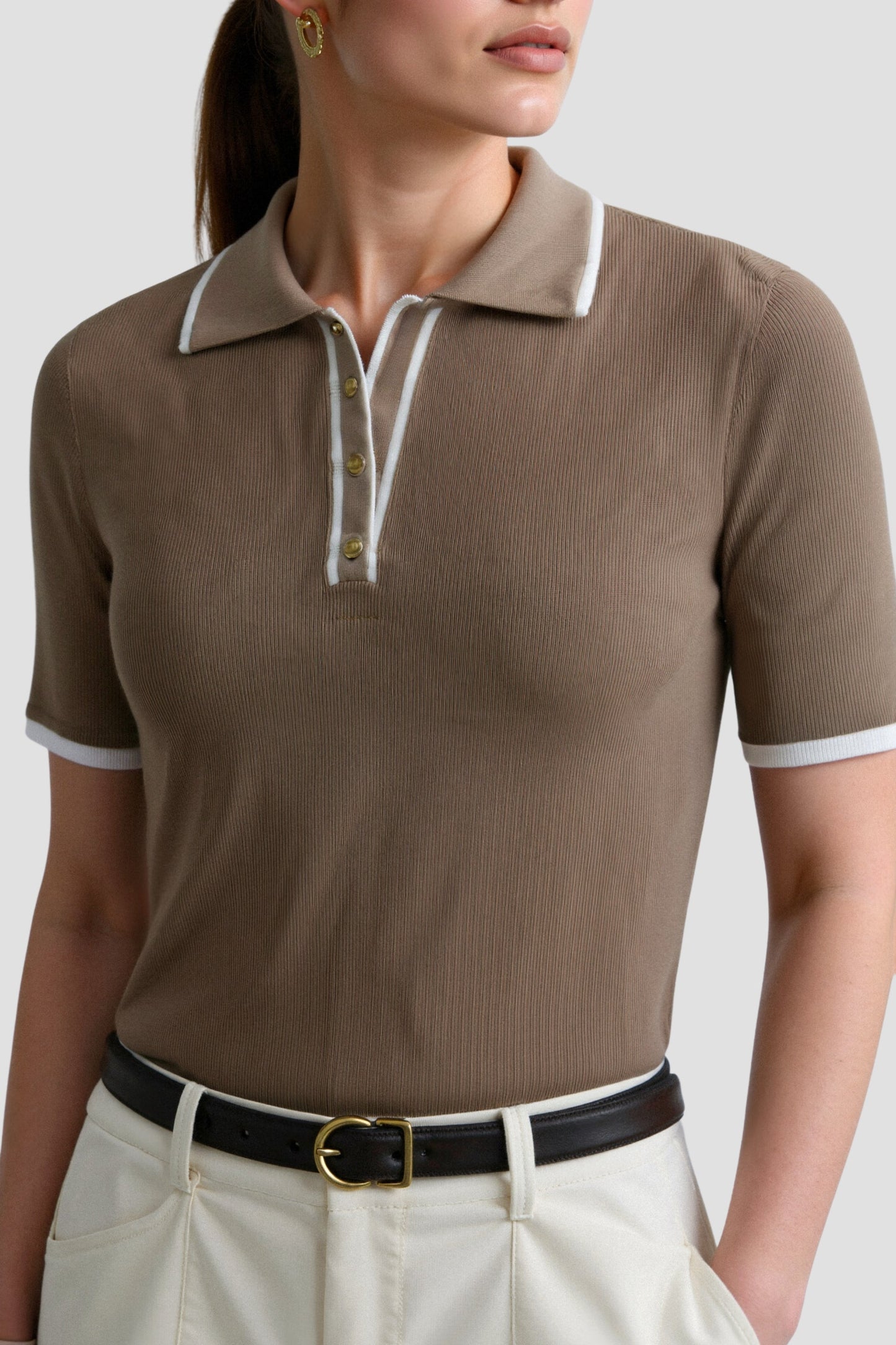 Lys & Længe Contrast Elegant Trim Button-Up Polo