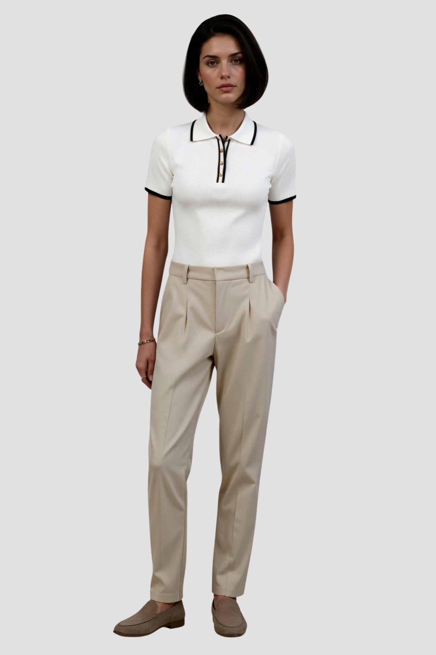 Lys & Længe Contrast Elegant Trim Button-Up Polo
