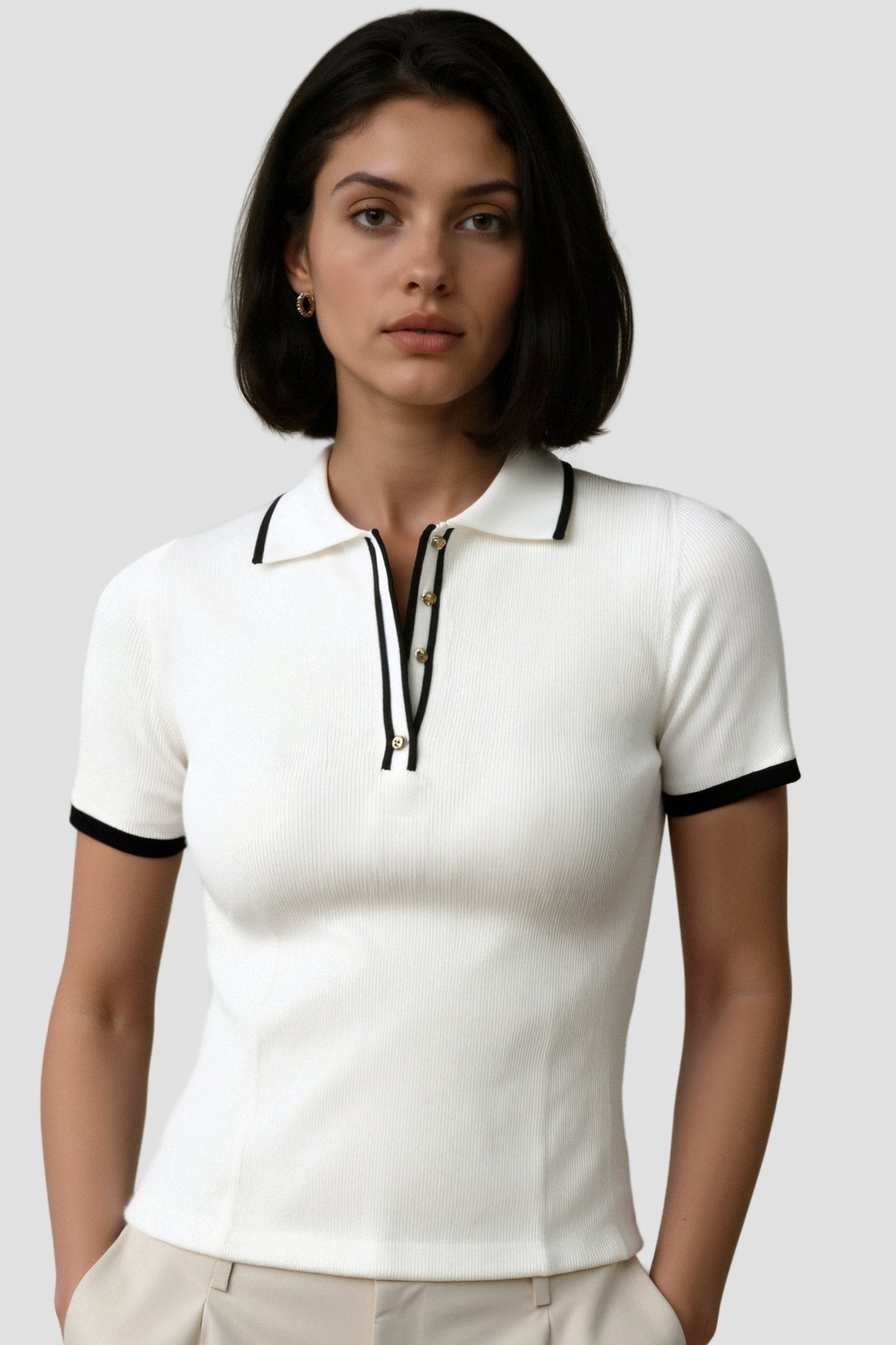 Lys & Længe Contrast Elegant Trim Button-Up Polo
