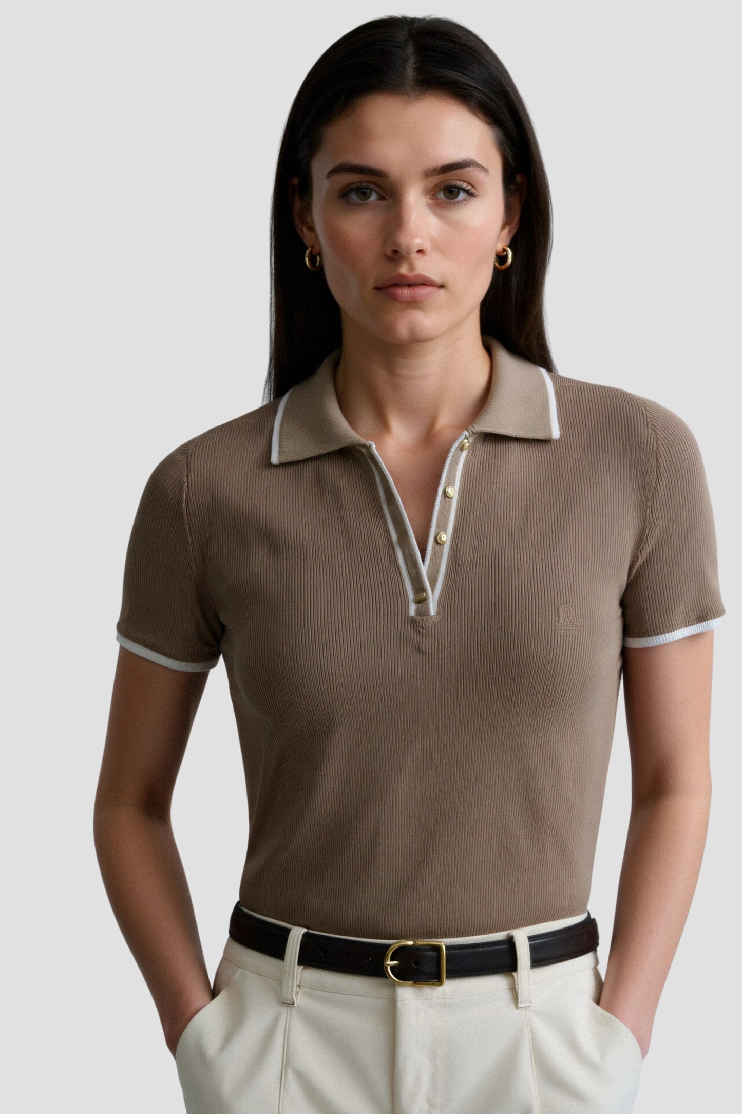Lys & Længe Contrast Elegant Trim Button-Up Polo