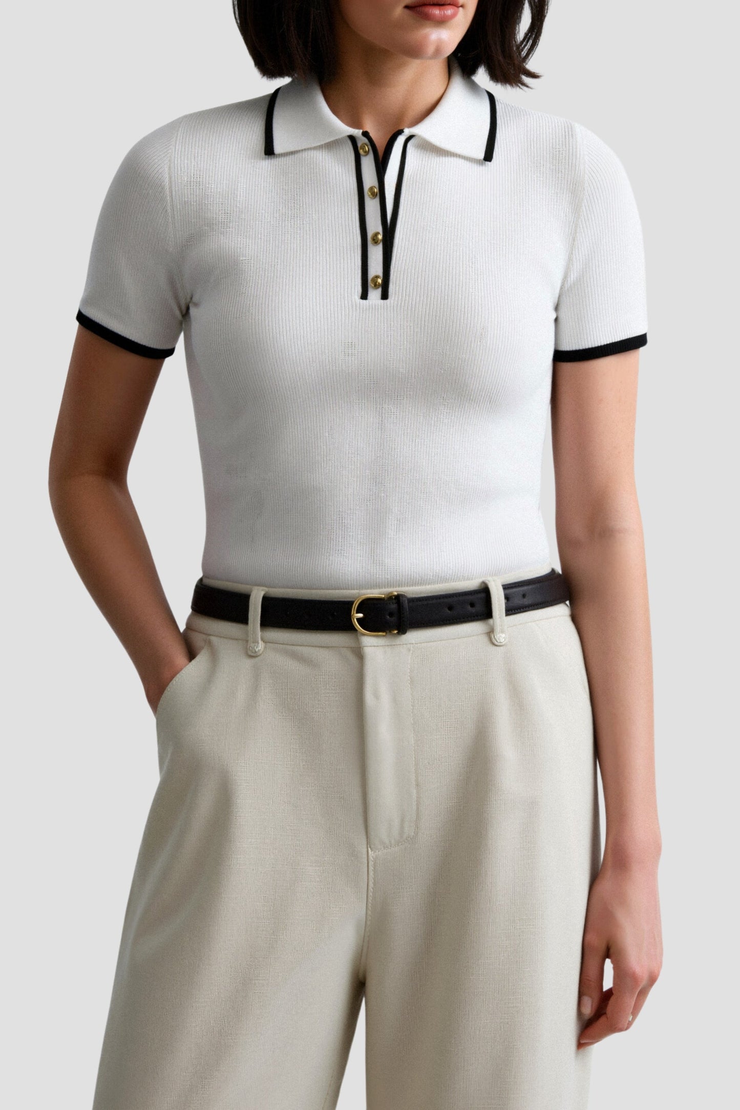 Lys & Længe Contrast Elegant Trim Button-Up Polo