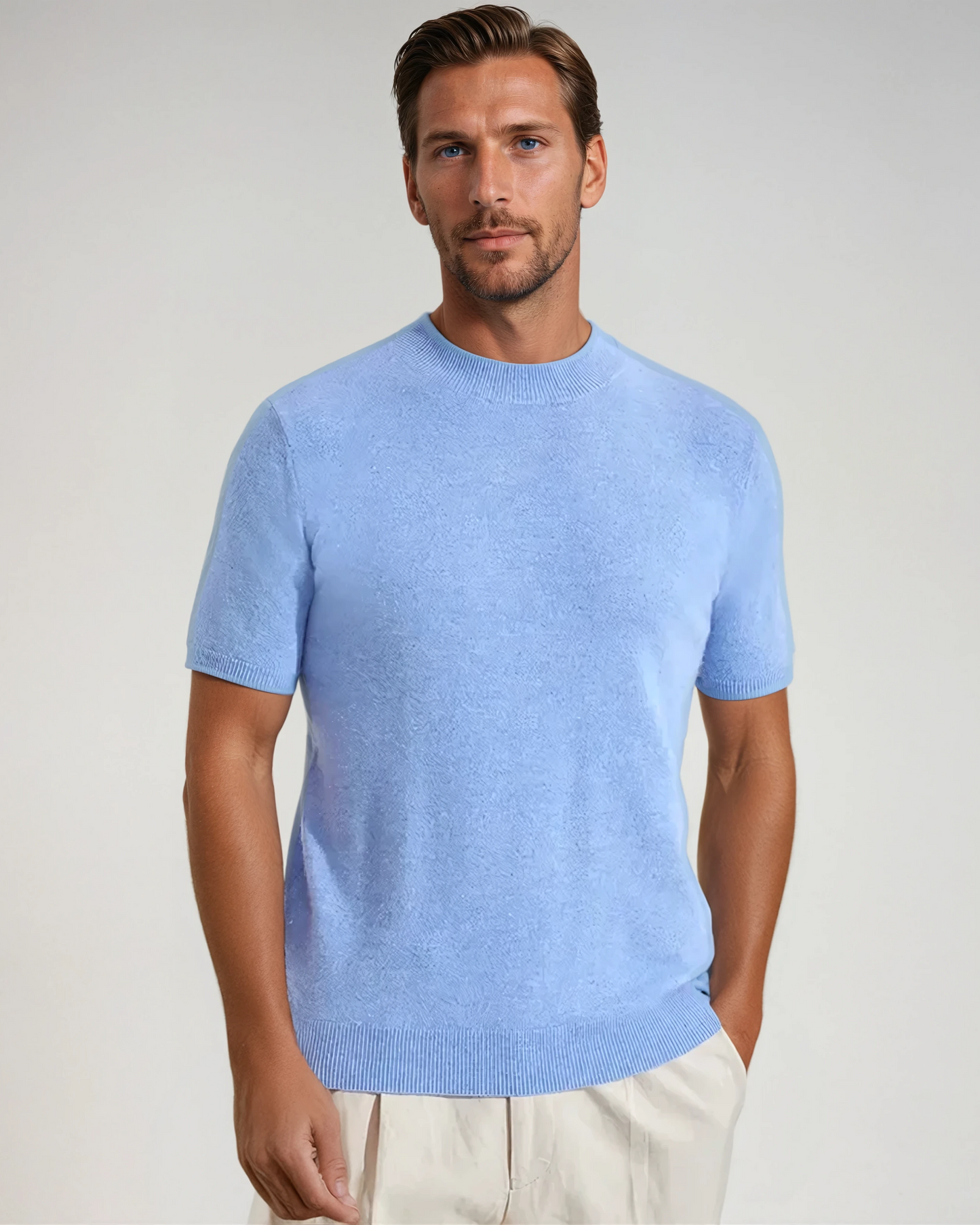 Cashwool T-shirt Lichtblauw