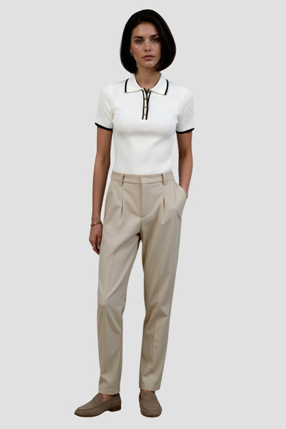Lys & Længe Contrast Elegant Trim Button-Up Polo
