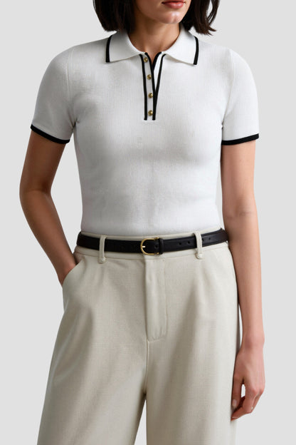Lys & Længe Contrast Elegant Trim Button-Up Polo