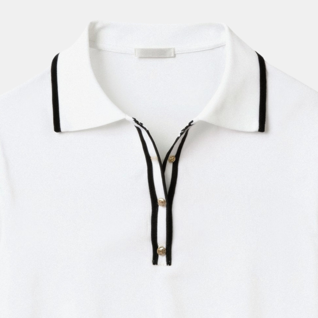 Lys & Længe Contrast Elegant Trim Button-Up Polo