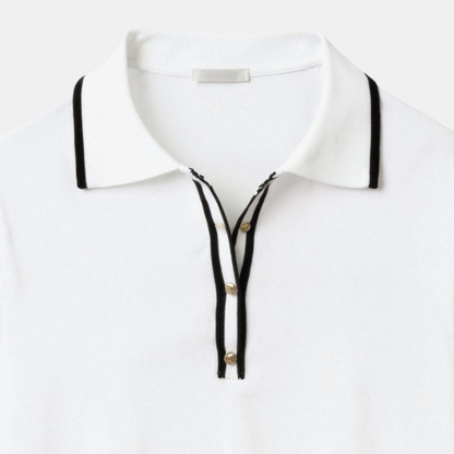 Lys & Længe Contrast Elegant Trim Button-Up Polo